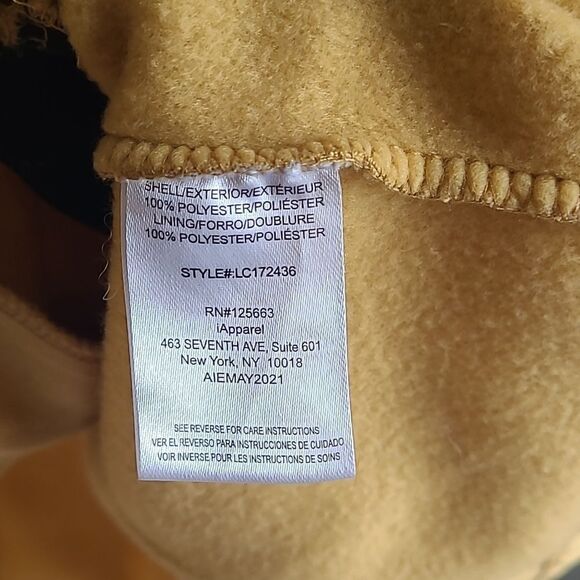 Big Chill Women's Fleece Anorak  Jacket with Sherpa Lined Hood - Mustard, size L - Picture 10 of 10